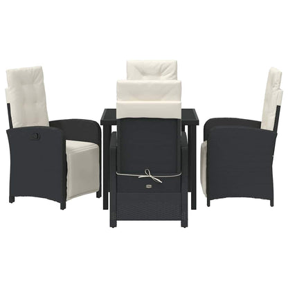 Set da Pranzo per Giardino 5 pcs Nero polyrattan - homemem39