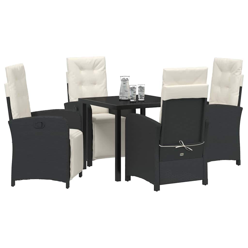 Set da Pranzo per Giardino 5 pcs Nero polyrattan - homemem39