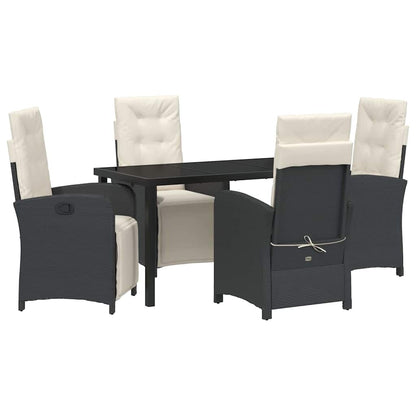 Set da Pranzo per Giardino 5 pcs Nero polyrattan - homemem39