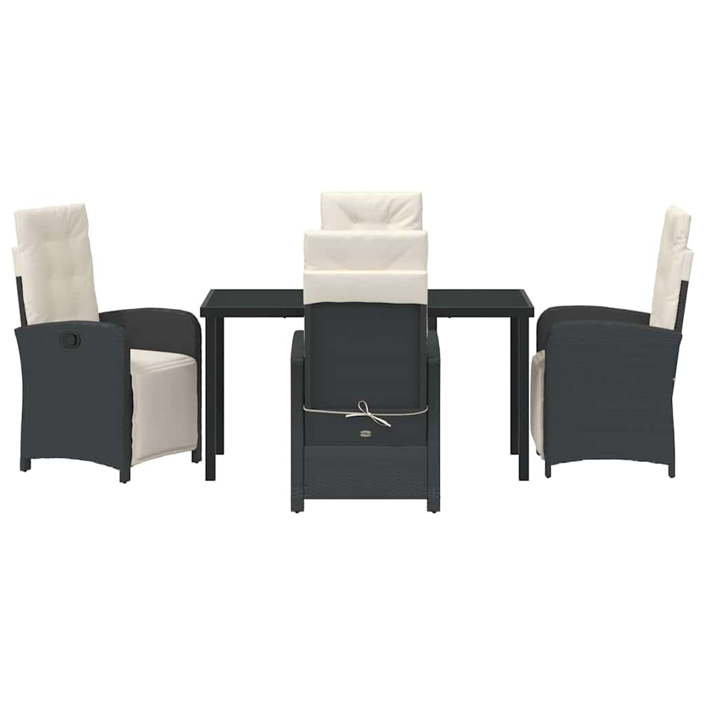 Set da Pranzo per Giardino 5 pcs Nero polyrattan - homemem39