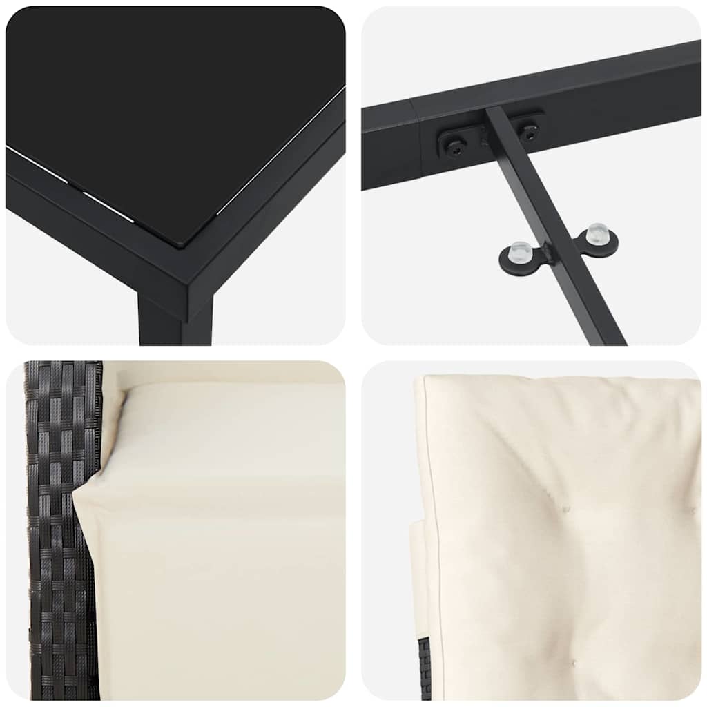 Set da Pranzo per Giardino 5 pcs Nero polyrattan - homemem39