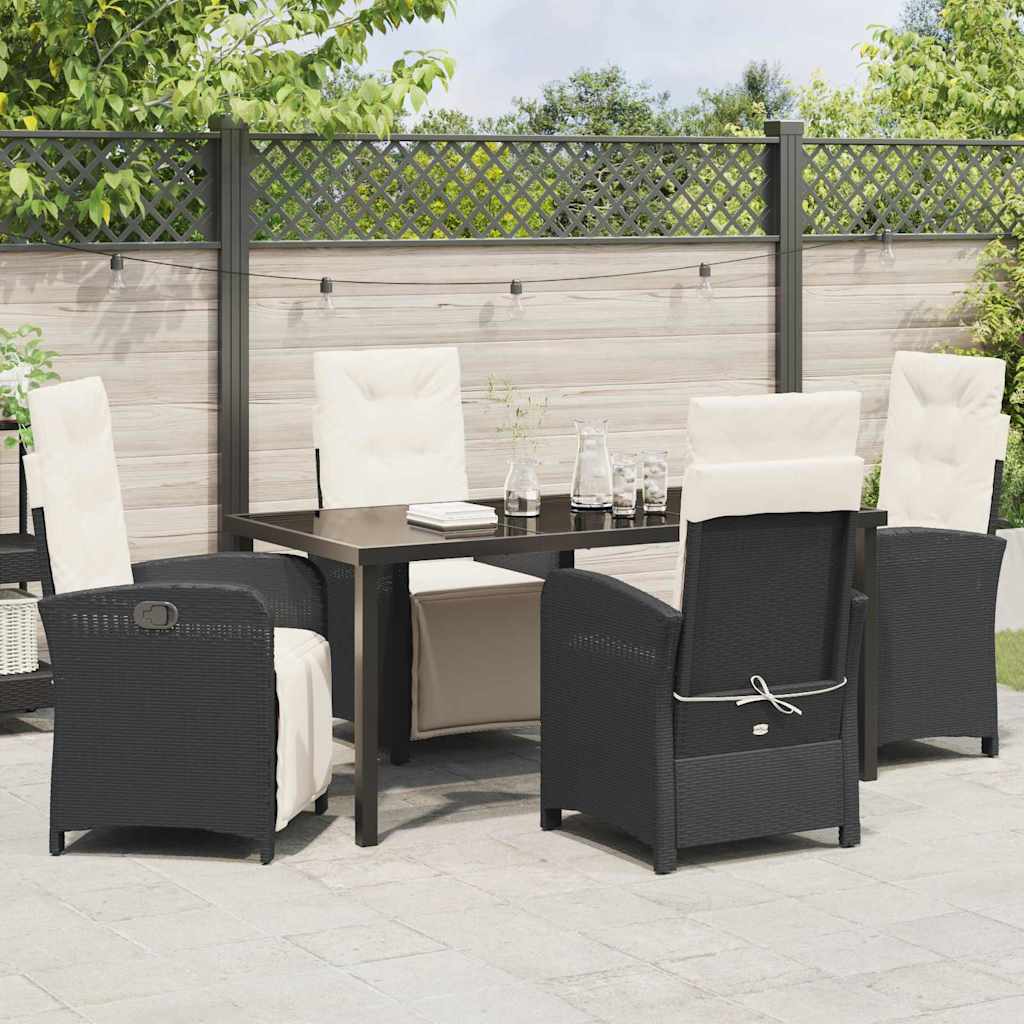Set da Pranzo per Giardino 5 pcs Nero polyrattan - homemem39