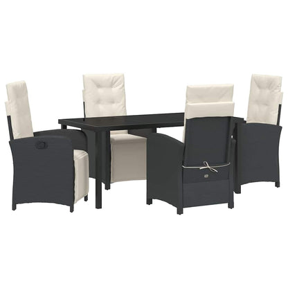 Set da Pranzo per Giardino 5 pcs Nero polyrattan - homemem39