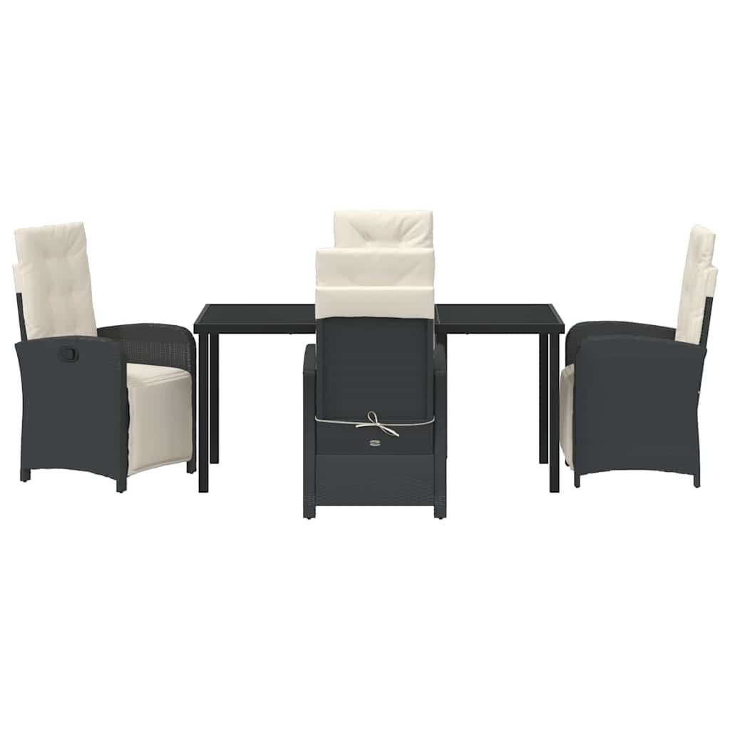 Set da Pranzo per Giardino 5 pcs Nero polyrattan - homemem39