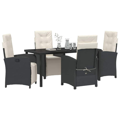 Set da Pranzo per Giardino 5 pcs Nero polyrattan - homemem39