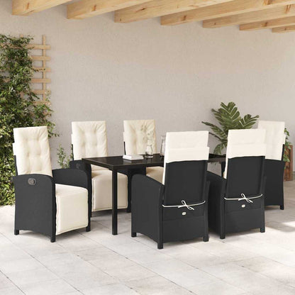 Set da Pranzo per Giardino 7 pcs Nero polyrattan - homemem39