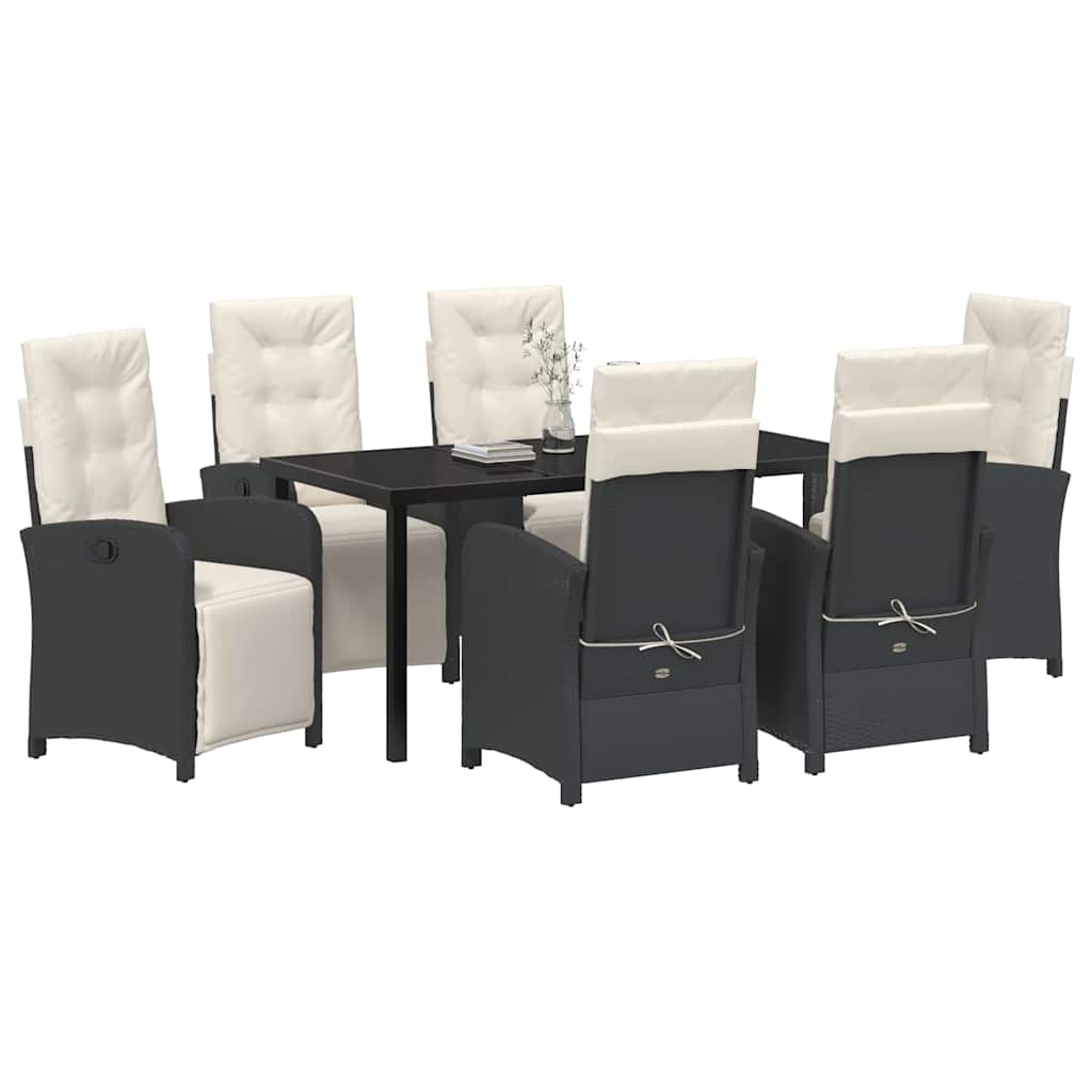 Set da Pranzo per Giardino 7 pcs Nero polyrattan - homemem39