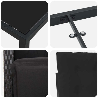 Set da Pranzo per Giardino 3 pcs Nero polyrattan - homemem39