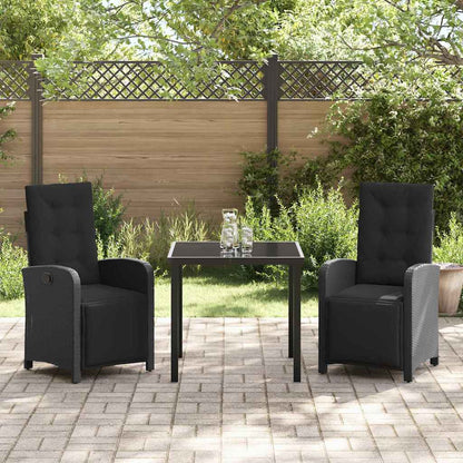 Set da Pranzo per Giardino 3 pcs Nero polyrattan - homemem39