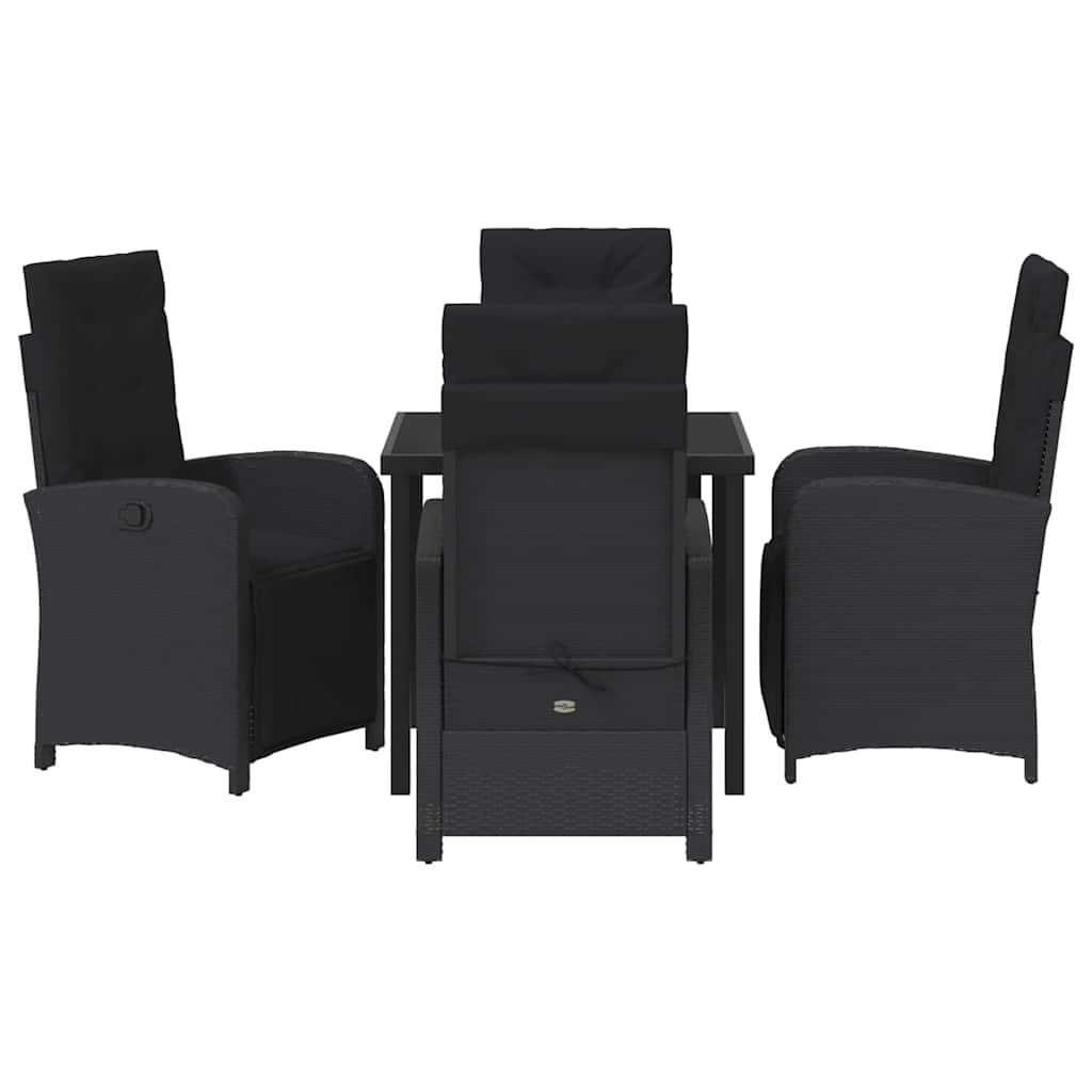 Set da Pranzo per Giardino 5 pcs Nero polyrattan - homemem39