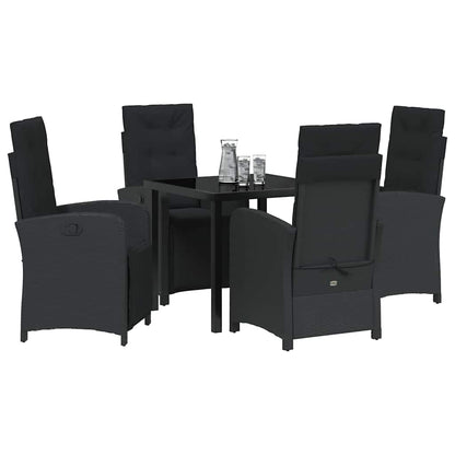 Set da Pranzo per Giardino 5 pcs Nero polyrattan - homemem39