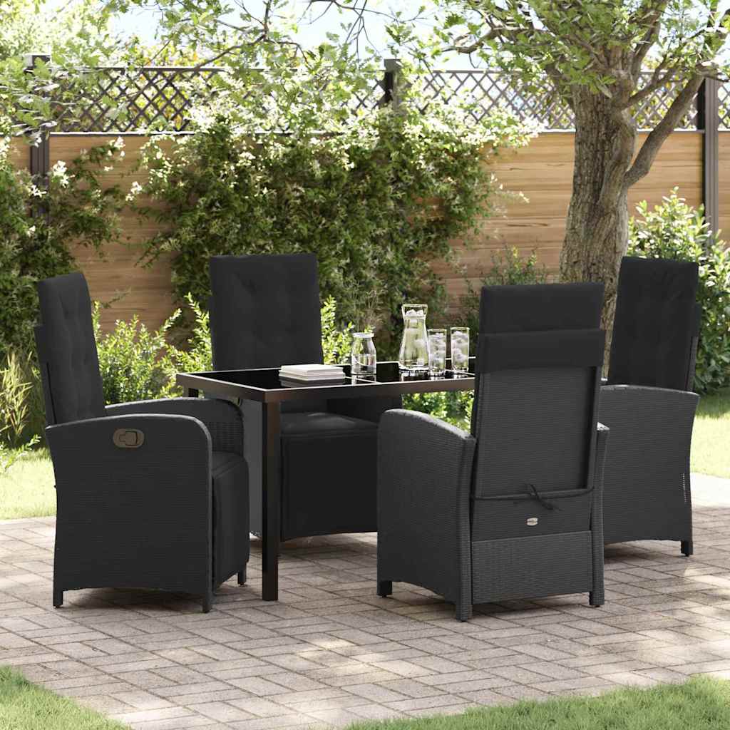 Set da Pranzo per Giardino 5 pcs Nero polyrattan - homemem39