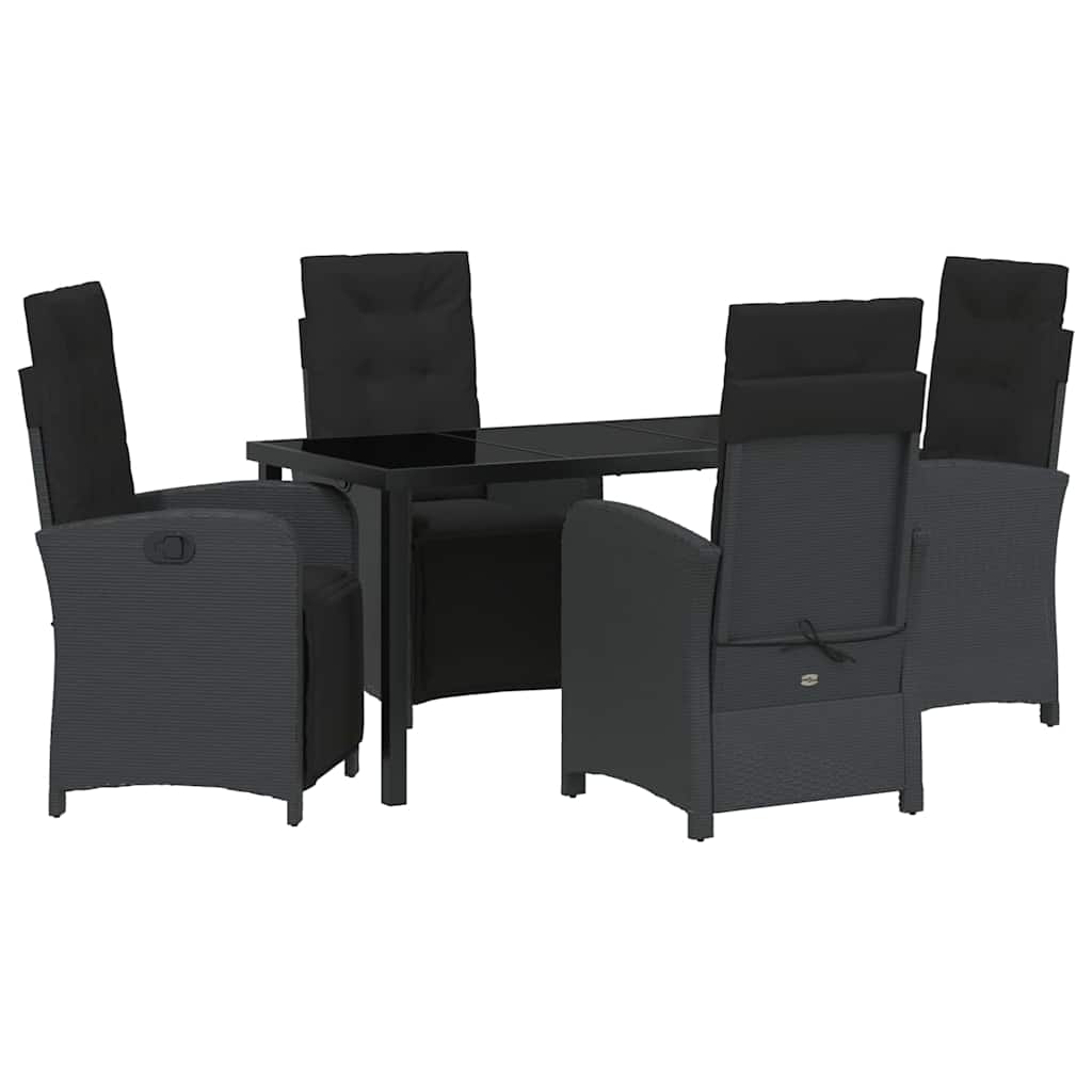 Set da Pranzo per Giardino 5 pcs Nero polyrattan - homemem39