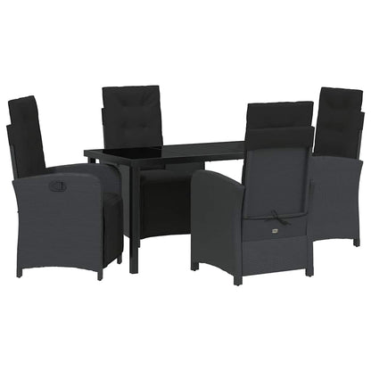 Set da Pranzo per Giardino 5 pcs Nero polyrattan - homemem39