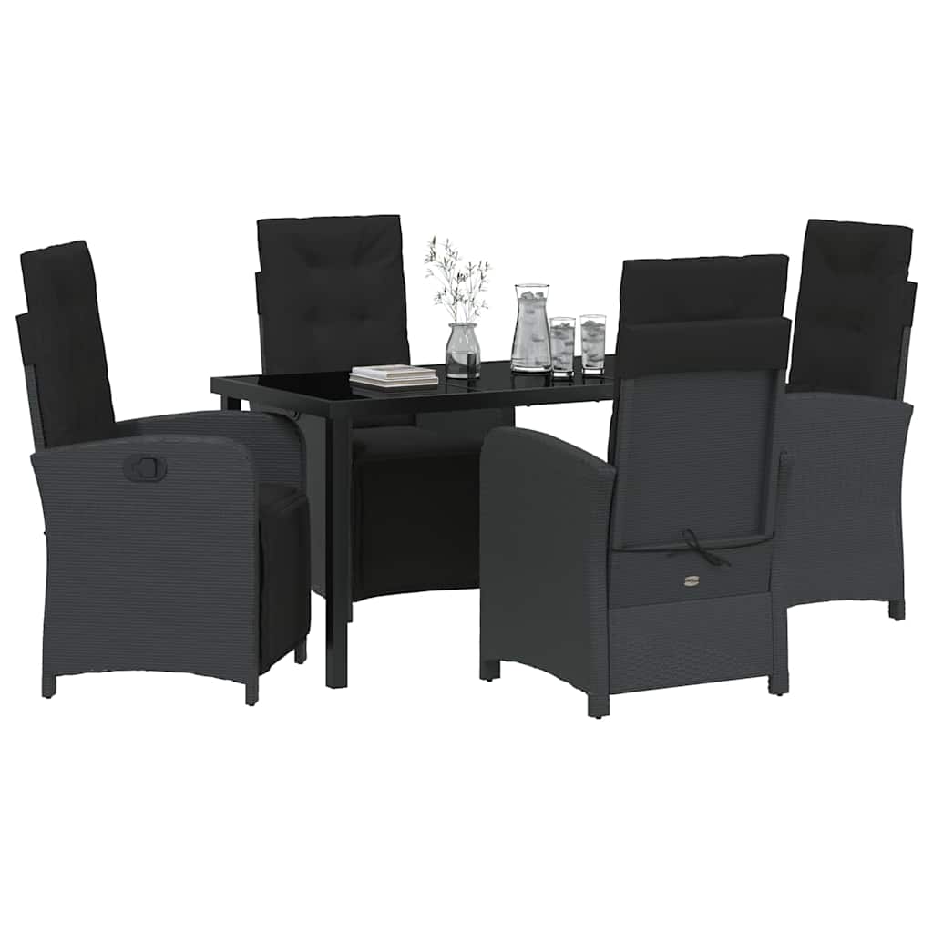 Set da Pranzo per Giardino 5 pcs Nero polyrattan - homemem39