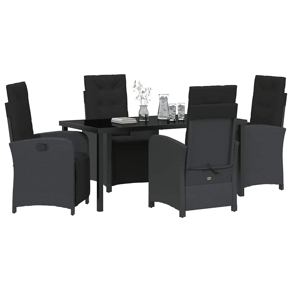 Set da Pranzo per Giardino 5 pcs Nero polyrattan - homemem39