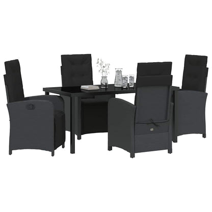 Set da Pranzo per Giardino 5 pcs Nero polyrattan - homemem39