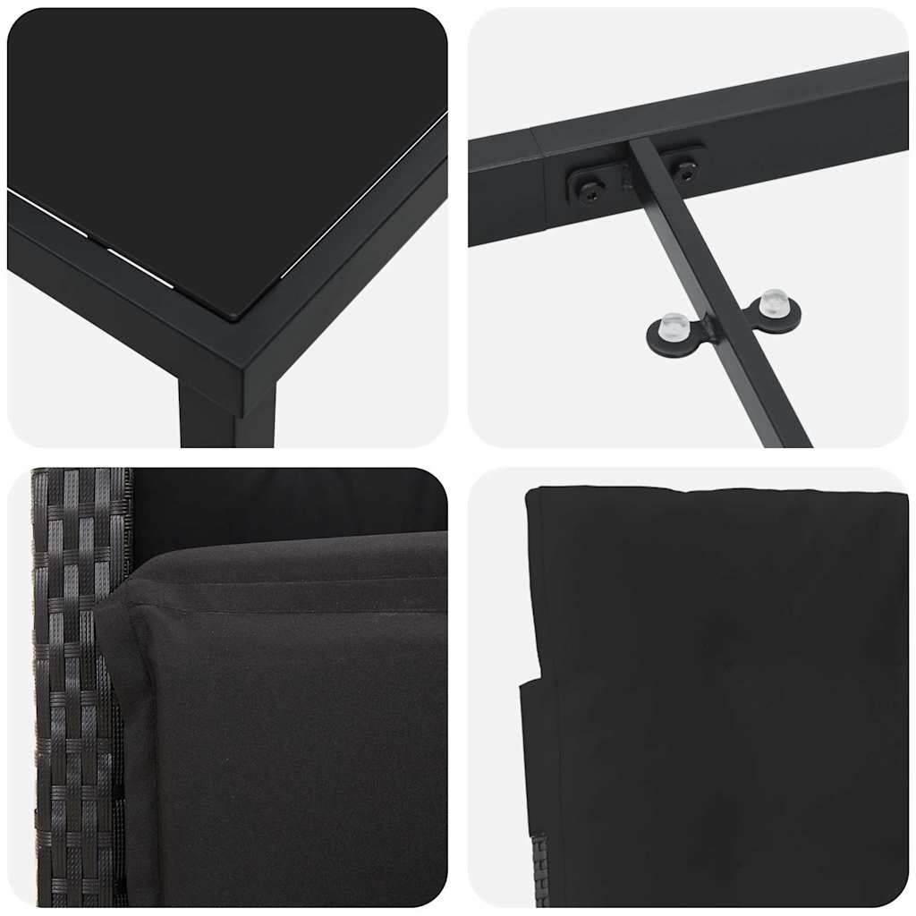 Set da Pranzo per Giardino 7 pcs Nero polyrattan - homemem39