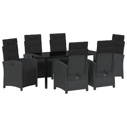 Set da Pranzo per Giardino 7 pcs Nero polyrattan - homemem39