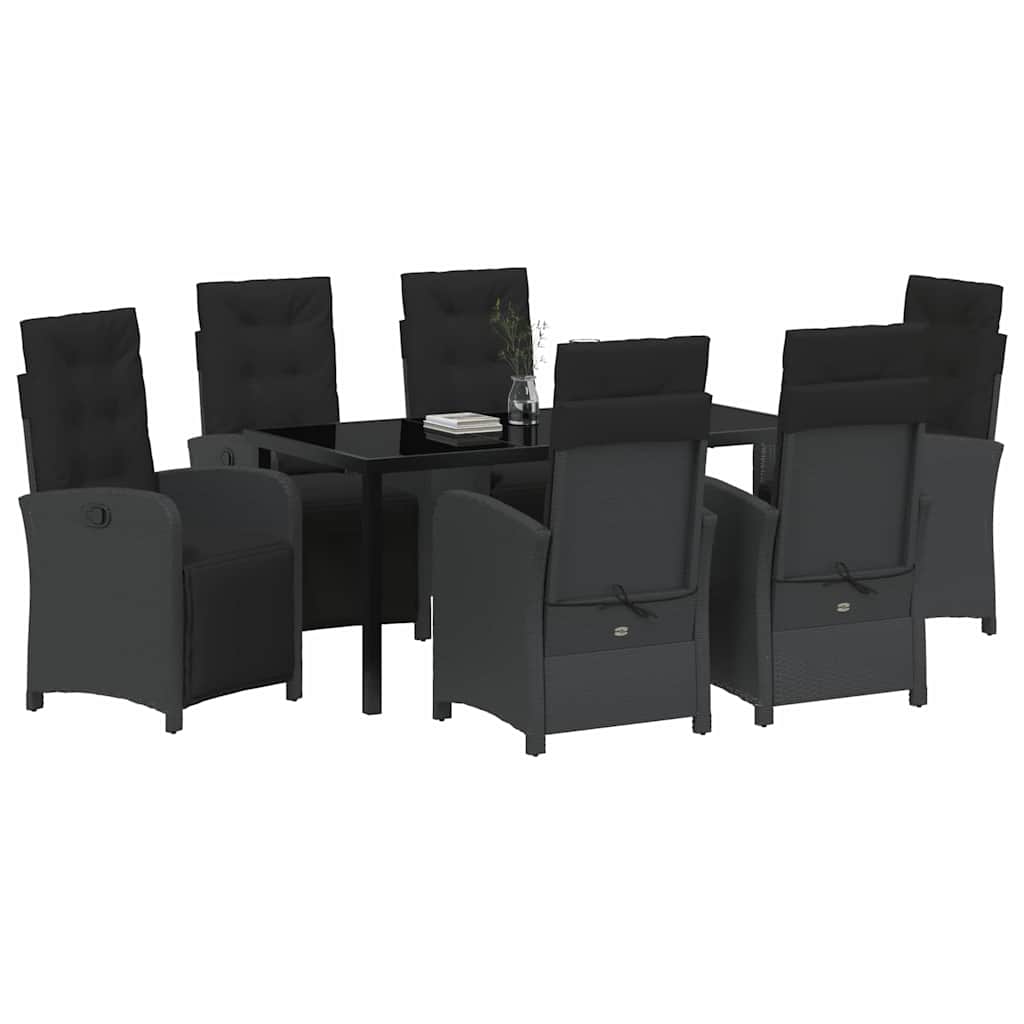 Set da Pranzo per Giardino 7 pcs Nero polyrattan - homemem39