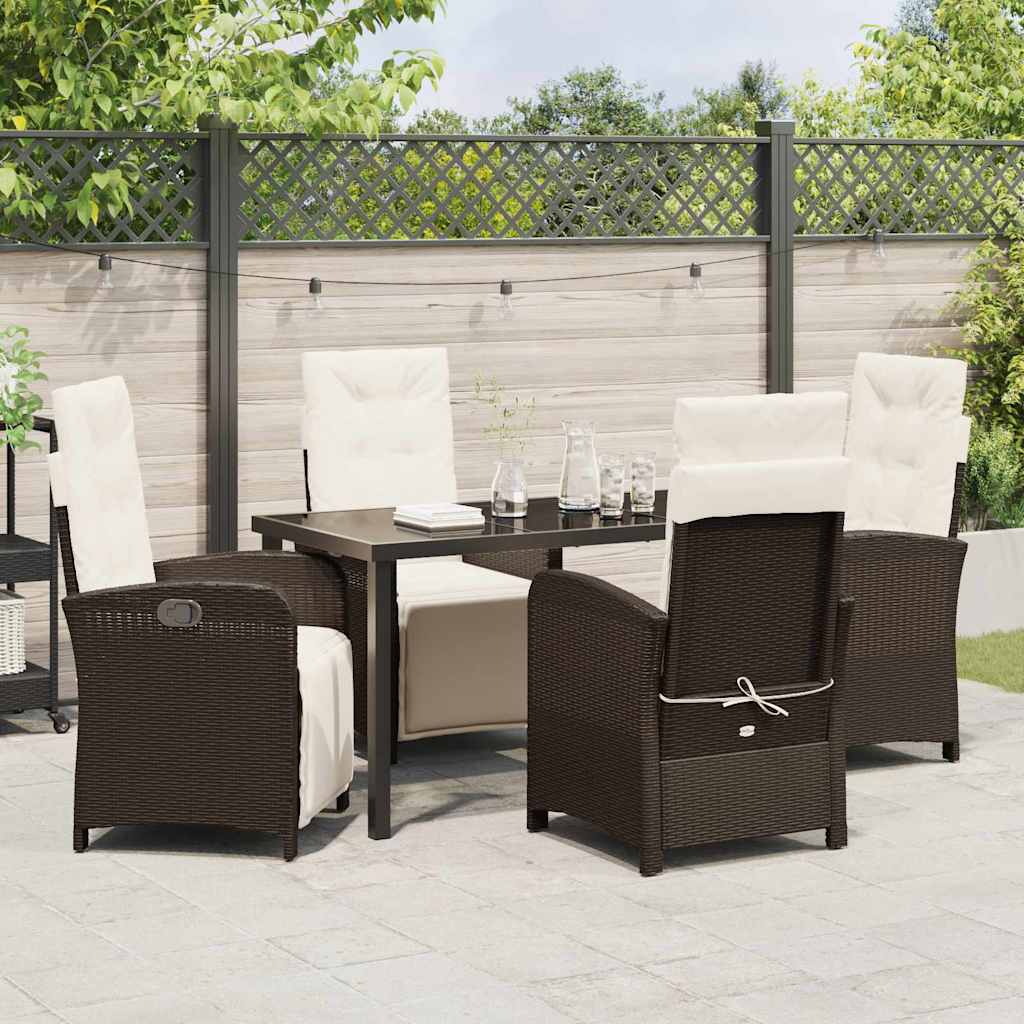 Set da Pranzo per Giardino 5 pcs Marrone polyrattan - homemem39