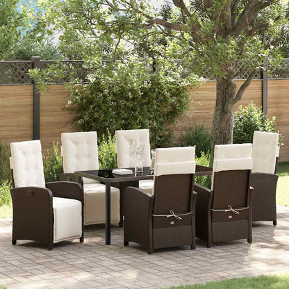Set da Pranzo per Giardino 7 pcs Marrone polyrattan