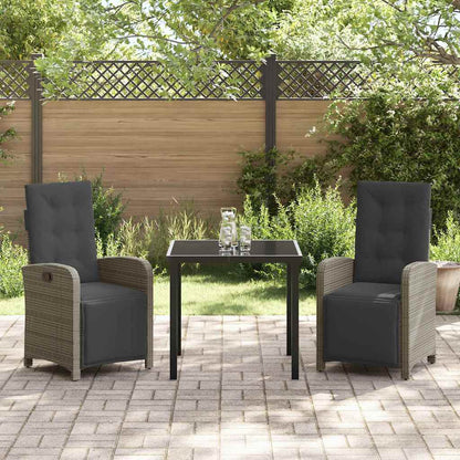Set da Pranzo per Giardino 3 pcs Grigio polyrattan - homemem39