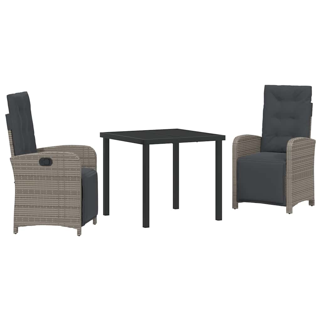 Set da Pranzo per Giardino 3 pcs Grigio polyrattan - homemem39