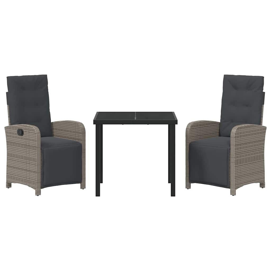 Set da Pranzo per Giardino 3 pcs Grigio polyrattan - homemem39