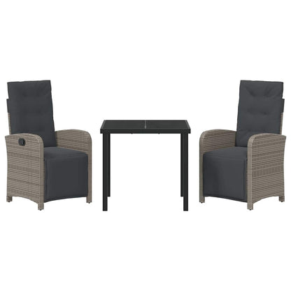 Set da Pranzo per Giardino 3 pcs Grigio polyrattan - homemem39