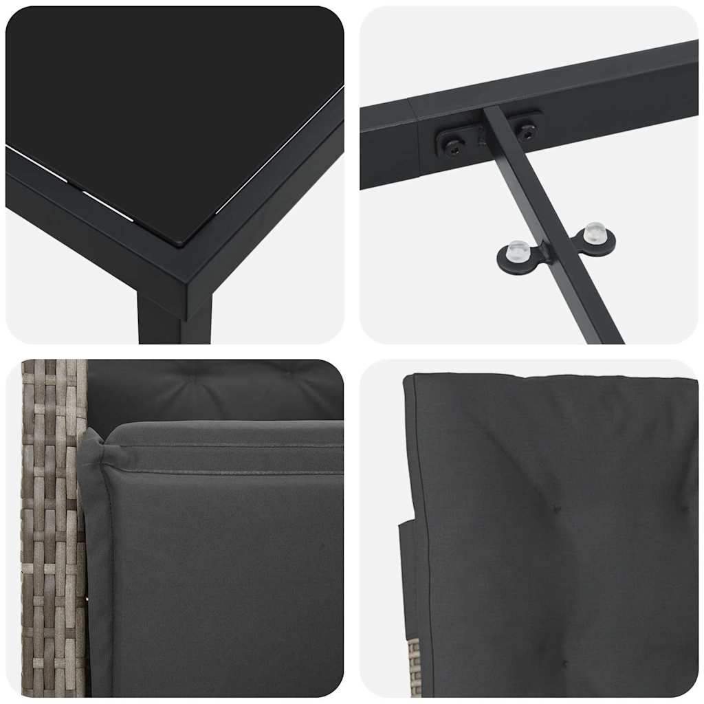 Set da Pranzo per Giardino 5 pcs Grigio polyrattan - homemem39