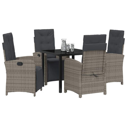 Set da Pranzo per Giardino 5 pcs Grigio polyrattan - homemem39