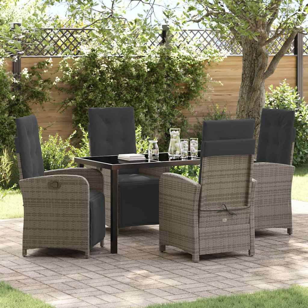 Set da Pranzo per Giardino 5 pcs Grigio polyrattan - homemem39