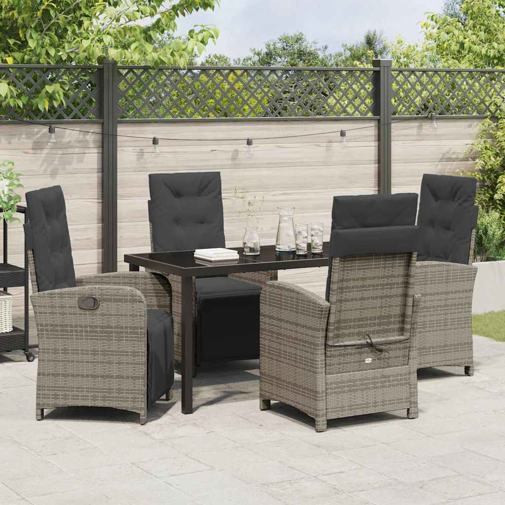 Set da Pranzo per Giardino 5 pcs Grigio polyrattan - homemem39