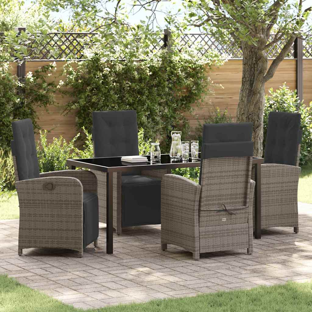 Set da Pranzo per Giardino 5 pcs Grigio polyrattan - homemem39
