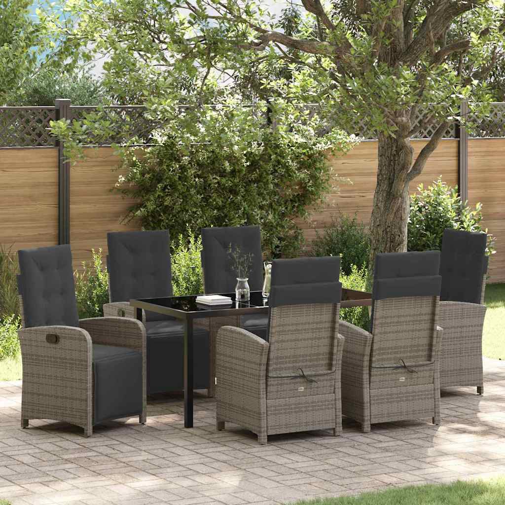 Set da Pranzo per Giardino 7 pcs Grigio polyrattan - homemem39