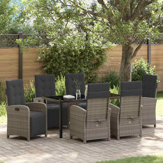 Set da Pranzo per Giardino 7 pcs Grigio polyrattan - homemem39