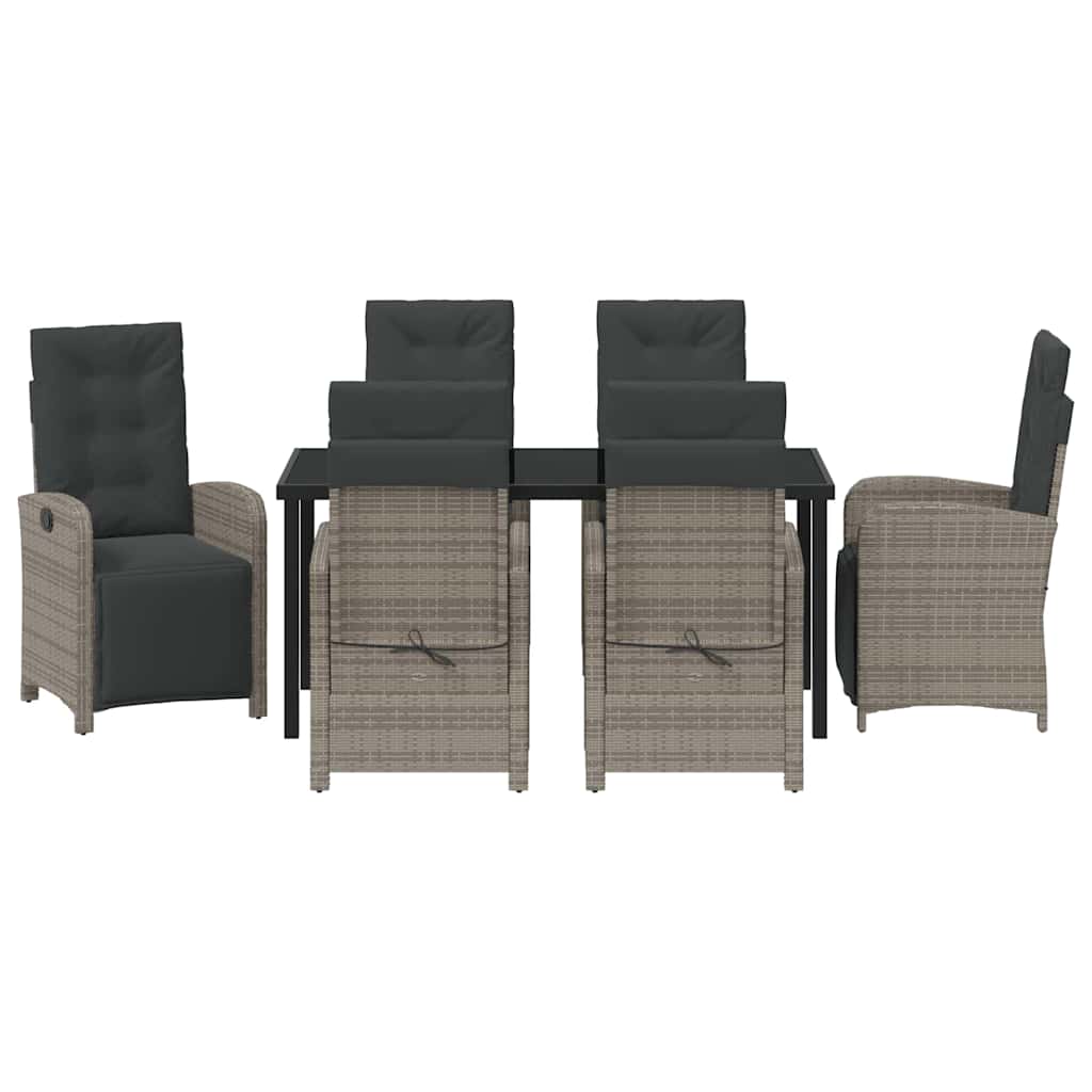 Set da Pranzo per Giardino 7 pcs Grigio polyrattan - homemem39