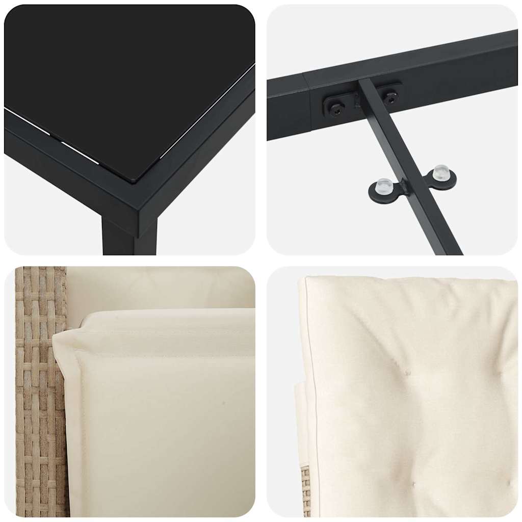 Set da Pranzo per Giardino 3 pcs Beige polyrattan - homemem39