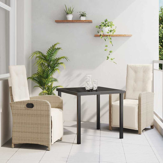 Set da Pranzo per Giardino 3 pcs Beige polyrattan - homemem39