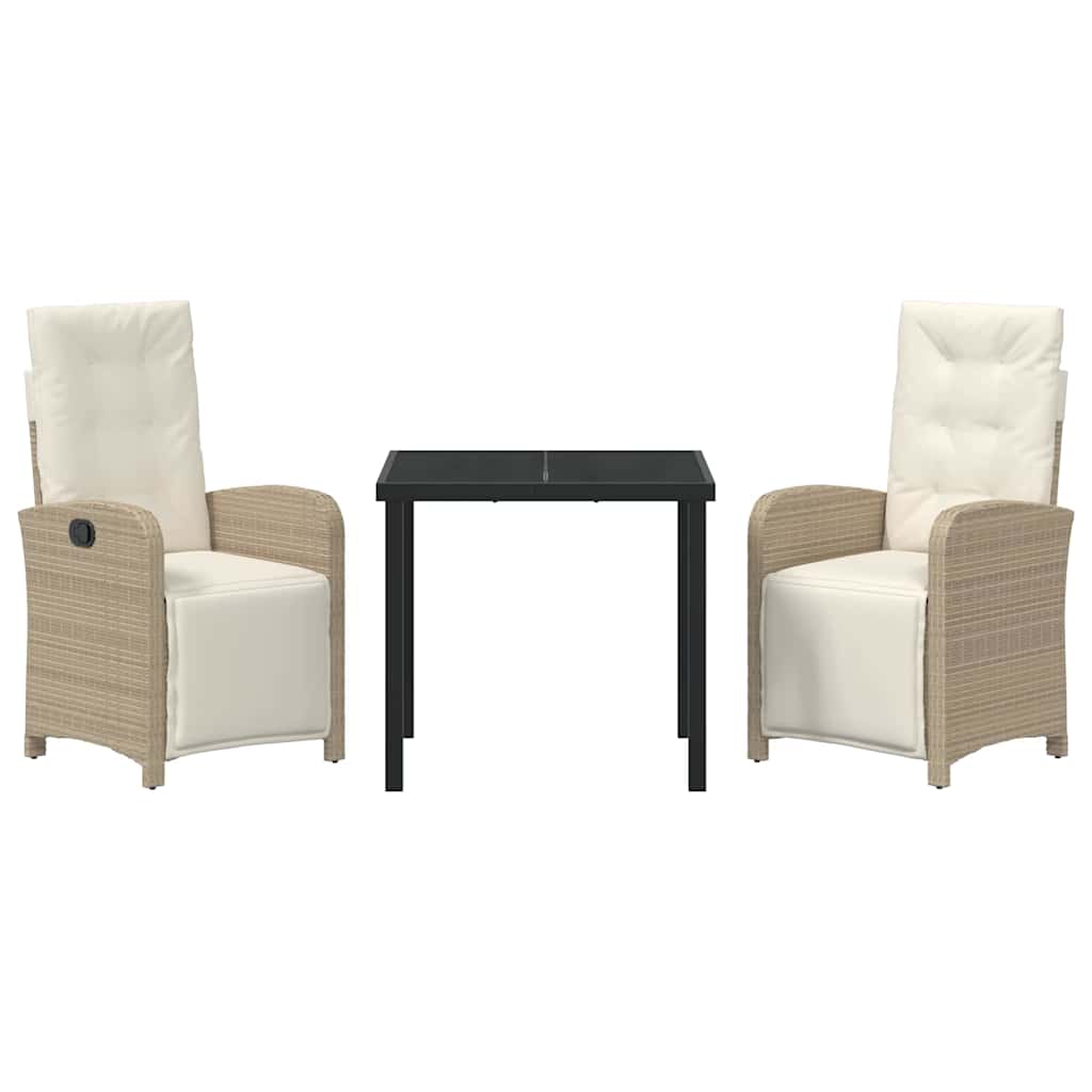 Set da Pranzo per Giardino 3 pcs Beige polyrattan - homemem39