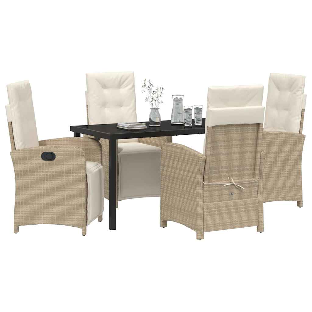 Set da Pranzo per Giardino 5 pcs Beige polyrattan - homemem39