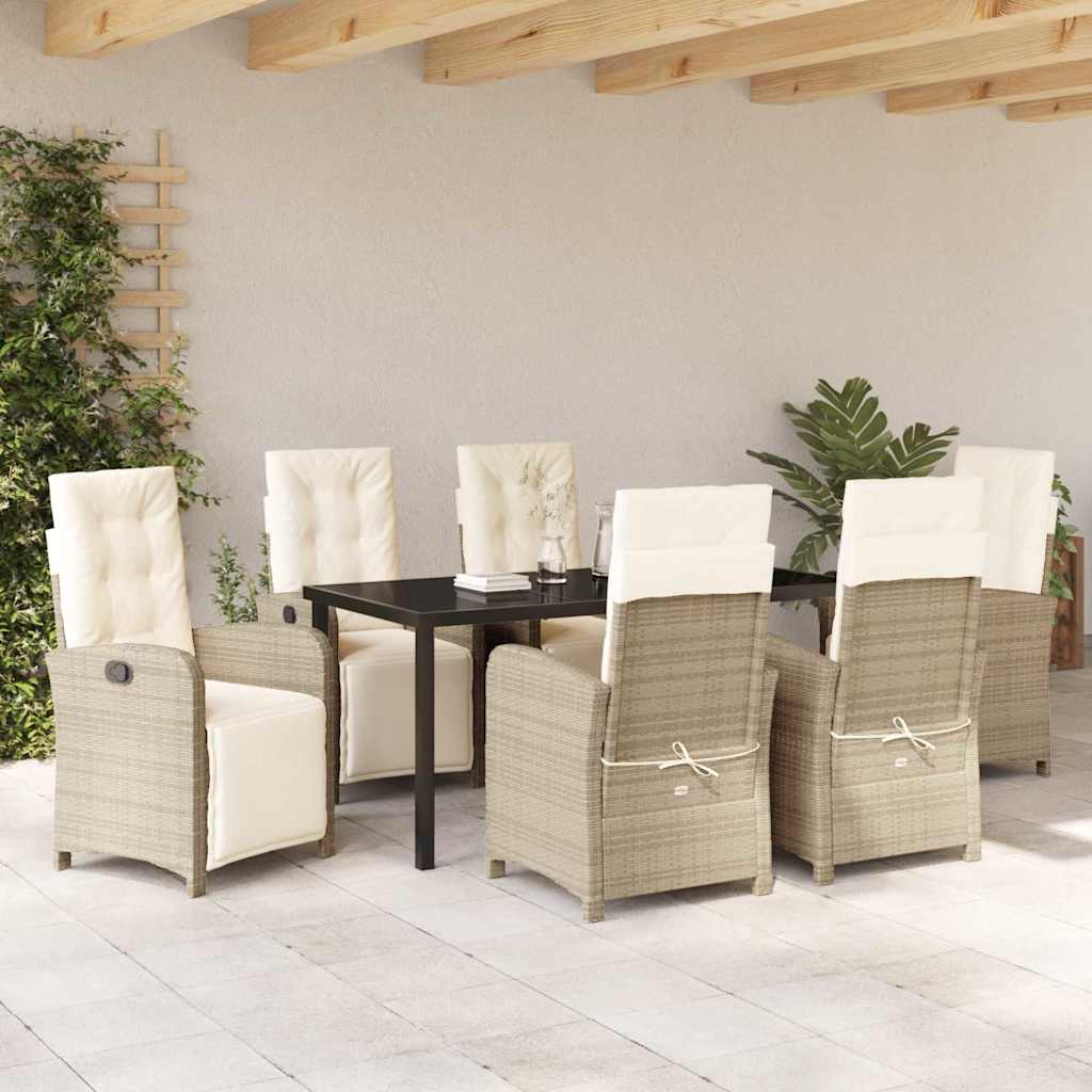 Set da Pranzo per Giardino 7 pcs Beige polyrattan - homemem39