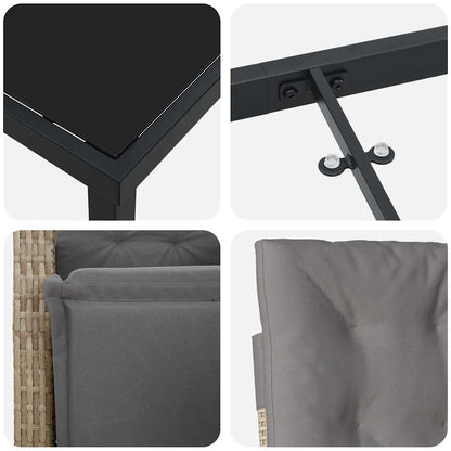 Set da Pranzo per Giardino 5 pcs Beige polyrattan - homemem39