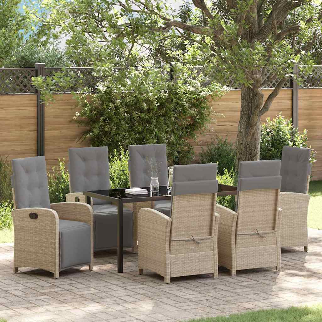 Set da Pranzo per Giardino 7 pcs Beige polyrattan - homemem39