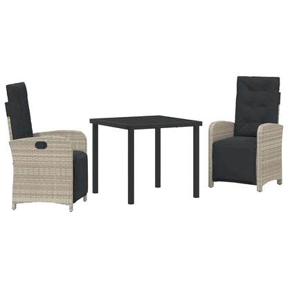 Set da Pranzo per Giardino 3 pcs Grigio chiaro polyrattan - homemem39