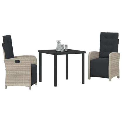 Set da Pranzo per Giardino 3 pcs Grigio chiaro polyrattan - homemem39
