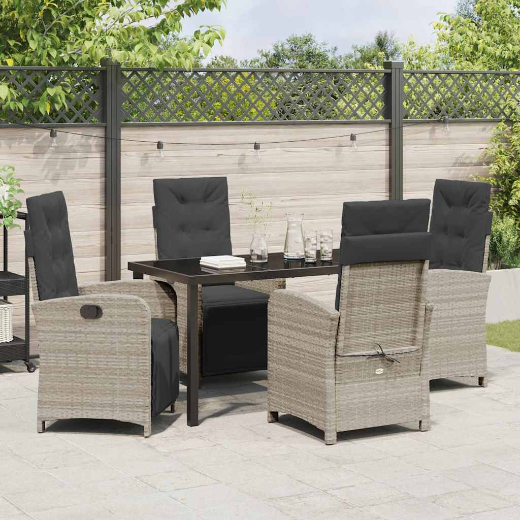 Set da Pranzo per Giardino 5 pcs Grigio chiaro polyrattan - homemem39