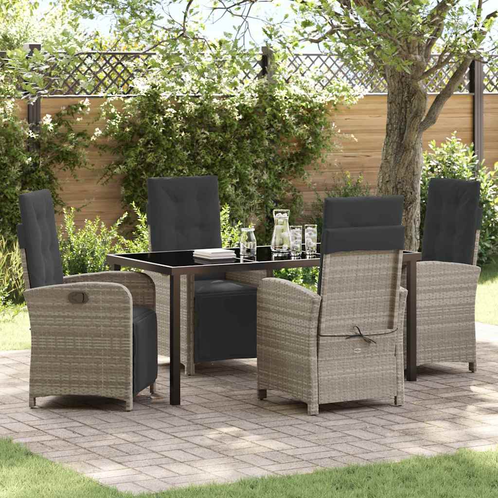 Set da Pranzo per Giardino 5 pcs Grigio chiaro polyrattan - homemem39