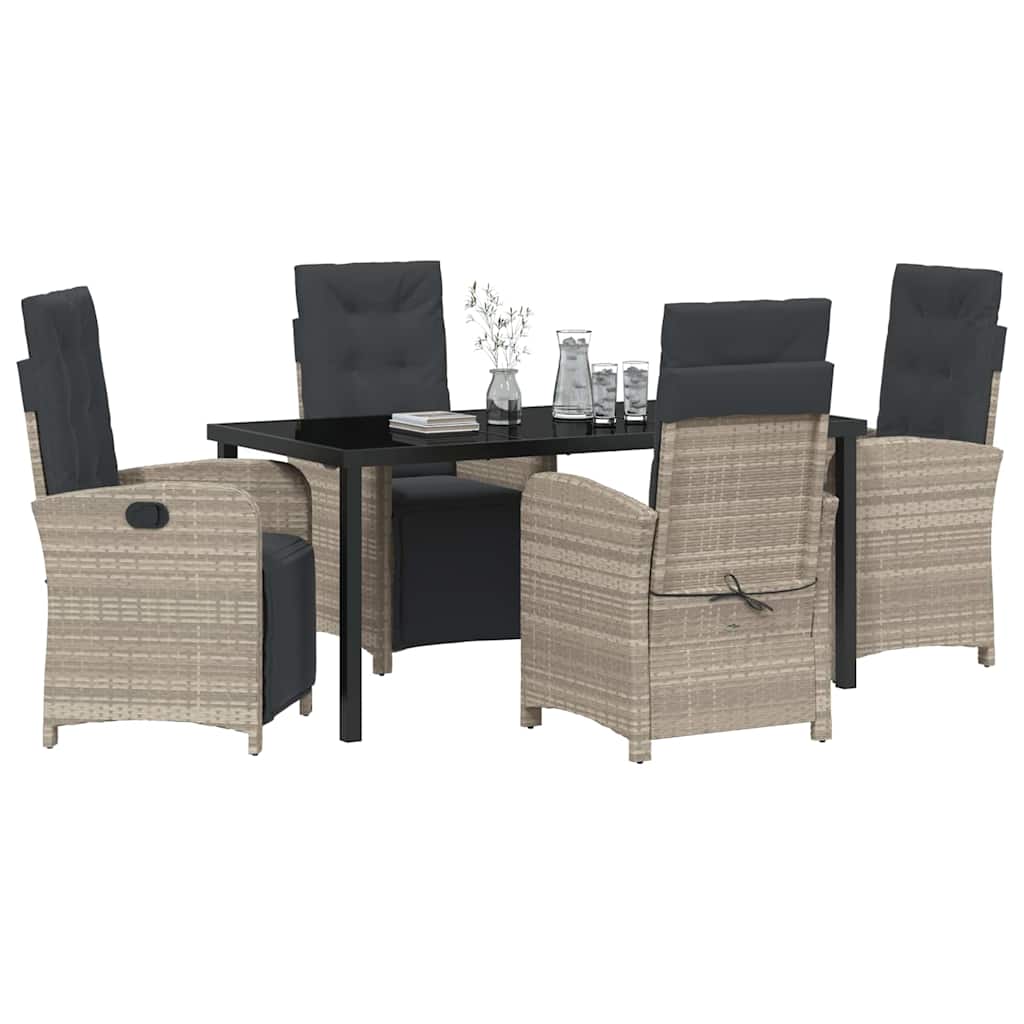 Set da Pranzo per Giardino 5 pcs Grigio chiaro polyrattan - homemem39